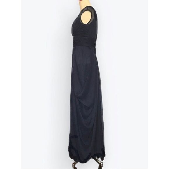 NEW Lela Rose Women’s 0 Navy Georgette Full Length Prom/Bridesmaid Dress Gown - Picture 4 of 7